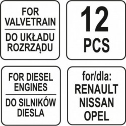 Variklio fiksavimo įrankių komplektas, RENAULT/OPEL/NISSAN, 12vnt.