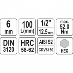 Antgalis įpresuotas į galvutę 1/2, Hex, H6