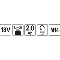 Akumuliatorinis skiedinio maišytuvas 18V, 2,0AH X 1,  pakrovimas 1val., YATO