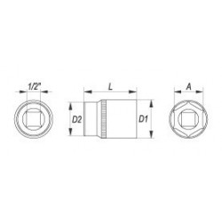 Galvutė 1/2", šešiakampė 12mm