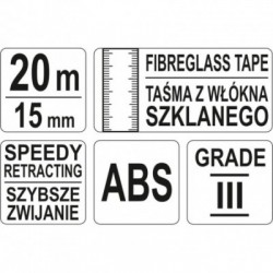 Stiklo pluošto matavimo ruletė 20m x 15mm