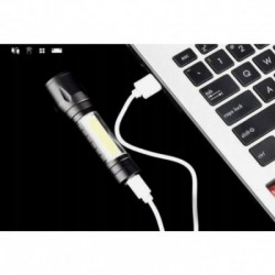 XPE diodas + COB LED žibintuvėlis, ZOOM, USB