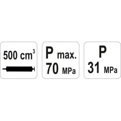 Švirkštas skystam tepalui 500 ml, metalinis