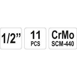 Smūginės galvutės ilgos 1/2", 11 vnt. 10-24mm