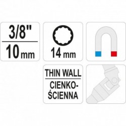 Galvutė žvakinė 3/8" 14mm 12PT