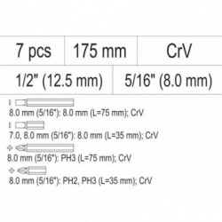 Smūginis atsuktuvas, reversinis, Cr-V, 6-antgaliais