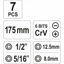 Smūginis atsuktuvas, reversinis, Cr-V, 6-antgaliais