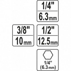 Adapterių komplektas 1/4, 3/8, 1/2