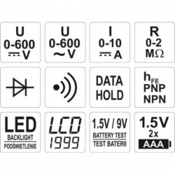 Skaitmeninis daugiafunkcinis testeris 0-600V