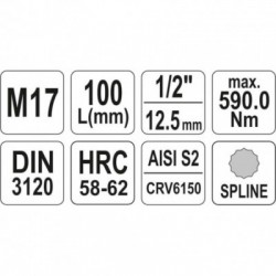 Antgalis įpresuotas į galvutę 1/2, SPLINE, M17