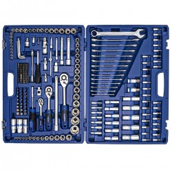 1/ 4" + 3/ 8" + 1/ 2" Galvučių ir raktų rinkinys 218vnt.