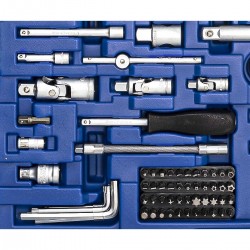 1/ 4" + 3/ 8" + 1/ 2" Galvučių ir raktų rinkinys 218vnt.