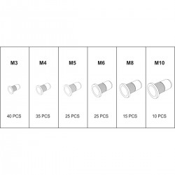 Kniedės srieginės M3-M10, plieninės 150vnt