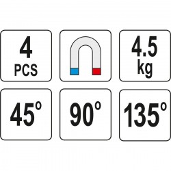 Suvirinimo kampų magnetinių rink.(4vnt)(45°-90°-135°)