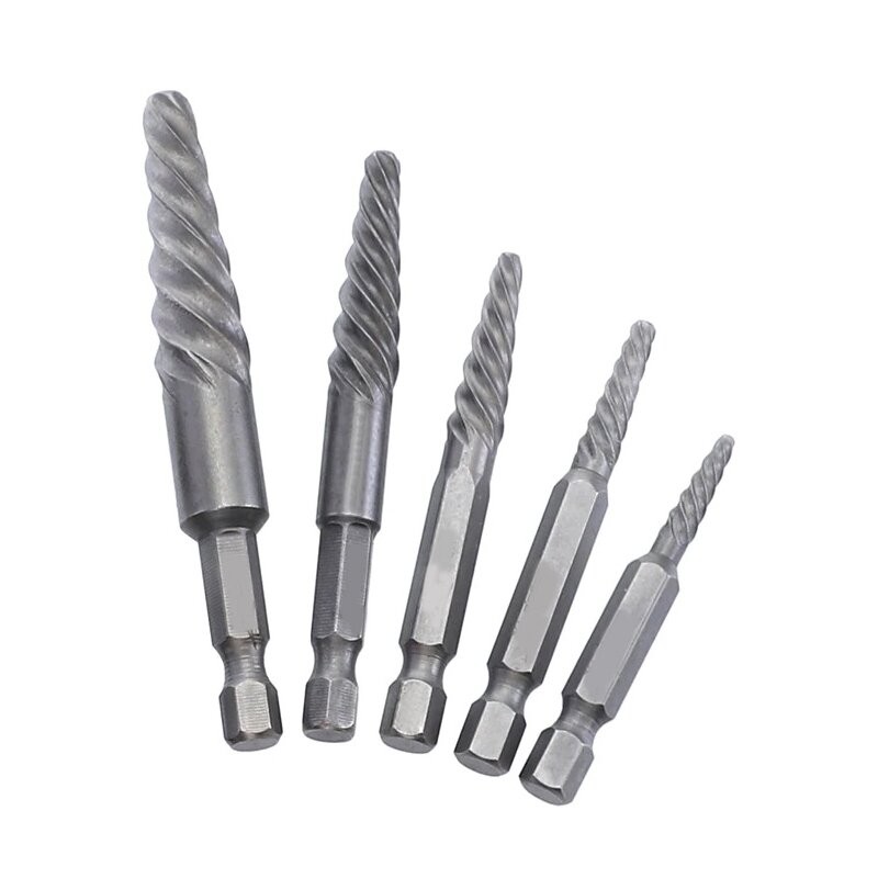 Užlūžusių varžtų išsukėjų rinkininys 1/ 4" HEX 5vnt. (stambus sriegis)