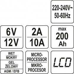 Įkroviklis akumuliatoriui elektroninis 6/ 12V 2/ 10A 200Ah