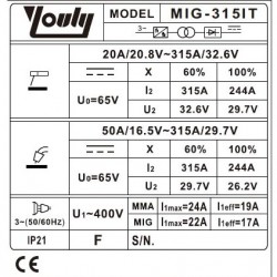 Daugiafunkcinis inverterinis suvirinimo pusautomatis MIG-315IT (IGBT) MIG/ MAG/ MMA