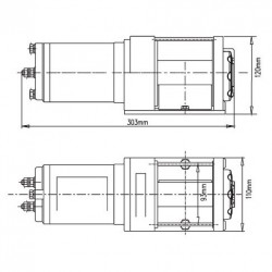 Elektrinė gervė 12V 2500LBS/ 1134KG (metalinis lynas)