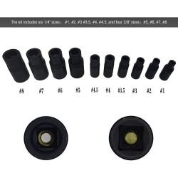 Adapterių rinkinys sriegikliams 1/ 4", 3/ 8 10vnt.