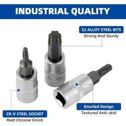 Galvučių su antgaliu rinkinys 3/ 8" (T-10-T-60)(torx) 9vnt.