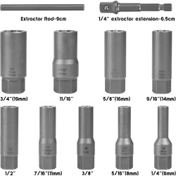 Pažeistų veržlių atsukėjų 3/ 8'' rinkinys 11vnt. (6-19mm)