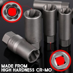 Pažeistų veržlių atsukėjų 3/ 8'' rinkinys 11vnt. (6-19mm)