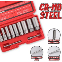 Pažeistų veržlių atsukėjų 3/ 8'' rinkinys 11vnt. (6-19mm)