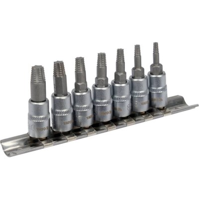 Užlūžusių varžtų išsukėjų rinkinys 1/ 4" TORX 7vnt. (smulkus sriegis)