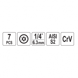 Užlūžusių varžtų išsukėjų rinkinys 1/ 4" TORX 7vnt. (smulkus sriegis)