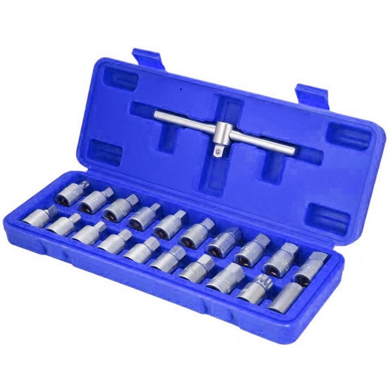 Galvučių rinkinys tepalo kamščiui atsukti 3/ 8" 21vnt. Galvučių rinkinys tepalo kamščiui atsukti 3/ 8" 21vnt.