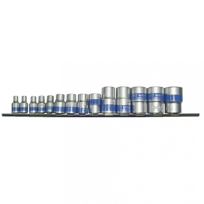 1/ 4" + 3/ 8" + 1/ 2" E - Galvučių rinkinys 14vnt.