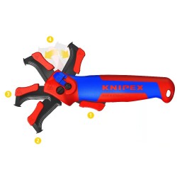 Terkšlinis kabelio nužievinimo peilis su kreipiančiąją KNIPEX