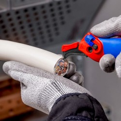 Terkšlinis kabelio nužievinimo peilis su kreipiančiąją KNIPEX