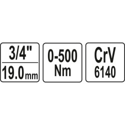 Raktas dinamometrinis švytuoklinis 3/4", 0-500Nm