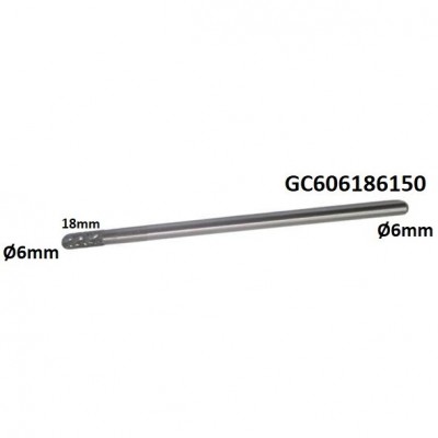 Prailginta freza kietmetalio C cilindro formos užapvalinta Ø6 x 18mm