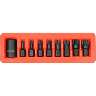 Smūginių antgalių rinkinys 1/2", SPLINE (XZN), M6-M18, 9 vnt.