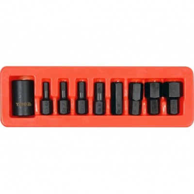Smūginių antgalių rinkinys 1/2", HEX šešiakampis, 6 - 19 mm, 9 vnt.