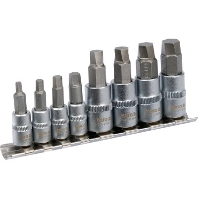 Užlūžusių varžtų išsukėjų rinkinys 8vnt. (stambus sriegis) 1/ 4", 3/ 8" HEX