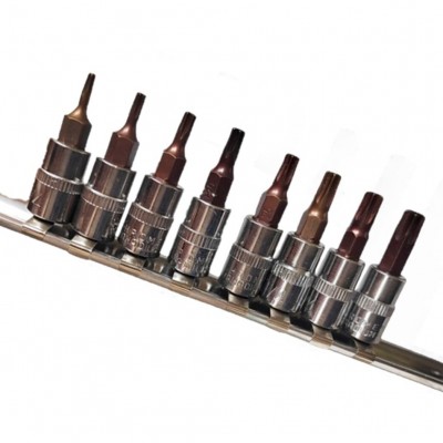Galvučių su antgaliu rinkinys 1/ 4" (T-8-T-40)(torx) 8vnt.