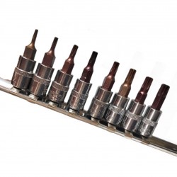 Galvučių su antgaliu rinkinys 1/ 4" (T-8-T-40)(torx) 8vnt.