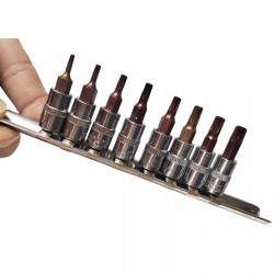 Galvučių su antgaliu rinkinys 1/ 4" (T-8-T-40)(torx) 8vnt.