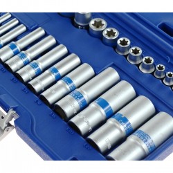 1/ 4" + 3/ 8" + 1/ 2" E - Galvučių rinkinys 28vnt.