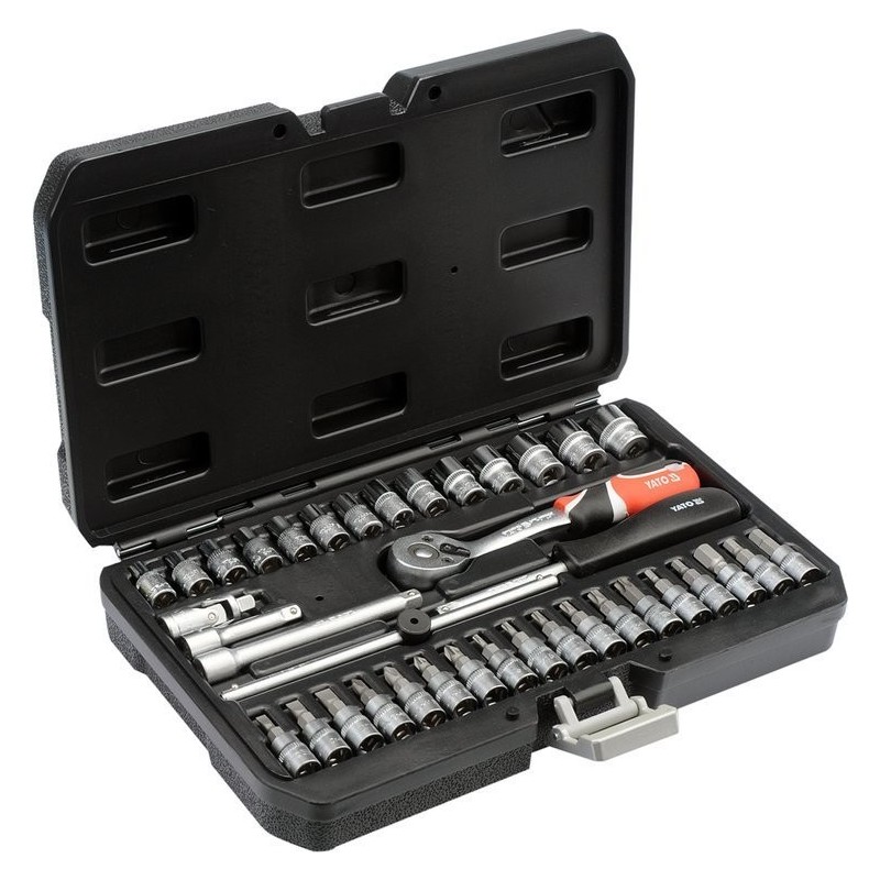Galvučių rinkinys su terkšle 1/4(6.3 mm) 38vnt.