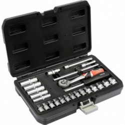 Galvučių rinkinys su terkšle 1/4(6.3 mm) 25vnt.