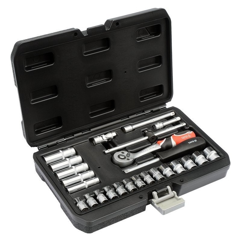 Galvučių rinkinys su terkšle 1/4(6.3 mm) 25vnt.