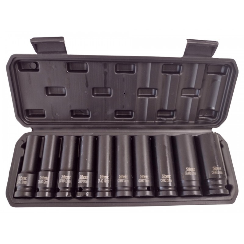 Galvutės smūginės ilgos plonasienės 1/2″, 10 vnt. 10-24mm