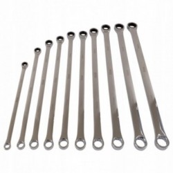 Žiediniais galais prailgintų raktų su terkšle rinkinys 8-19 mm, 10 vnt.