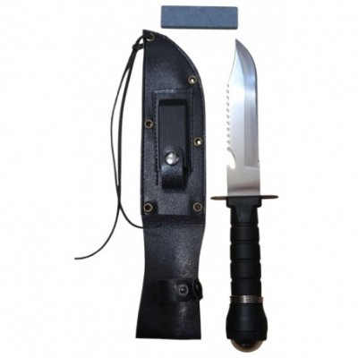 Peilis su dėklu ir butelių atidarytuvų.