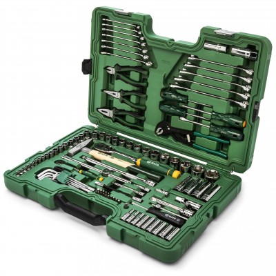 1/ 4" + 1/ 2" Galvučių ir įrankių rinkinys 104vnt.