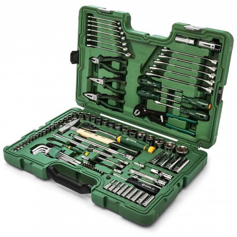 1/ 4" + 1/ 2" Galvučių ir įrankių rinkinys 104vnt.